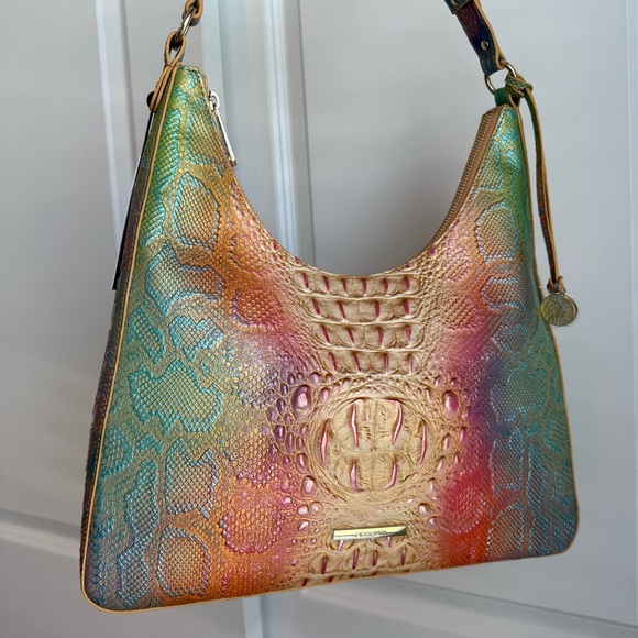 Brahmin Multi Abalone Tabitha Shoulder Bag Tri-Color Cobra Snake Embossed - Picture 3 of 9